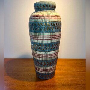 Signed Pottery Cobalt Blue Crystalline Vase Extra Large Porcelain 10” Tall